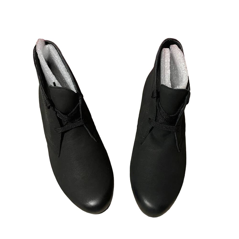 Munro Black Leather Sloan Lace-Up Shock Absorbing Ankle Booties Women’s 6.5 NIB